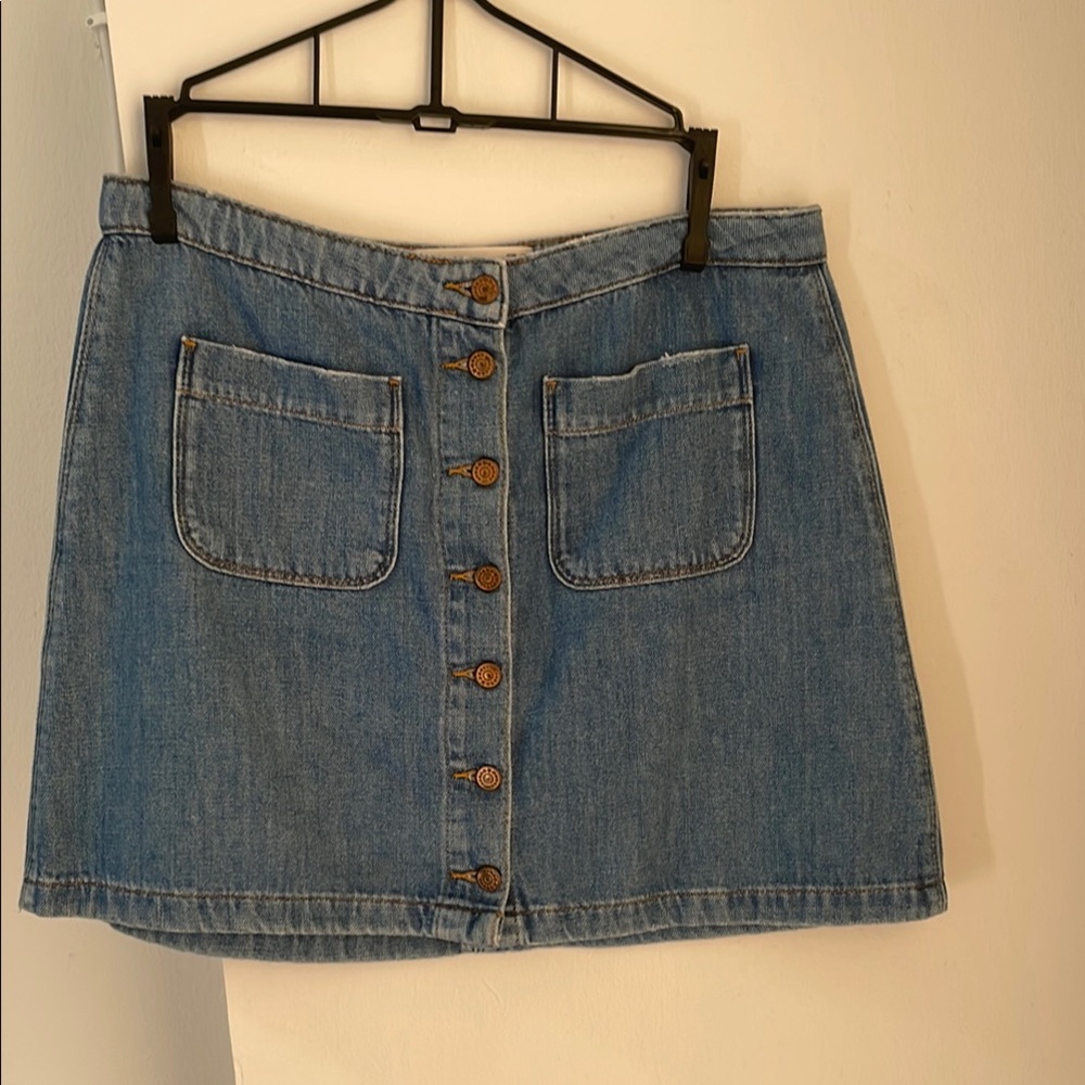 Denim Button-Front Skirt